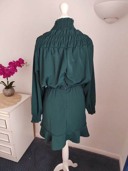 Ax Paris Teal Shirring Neck Skater Dress size 10 - Picture 4 of 7